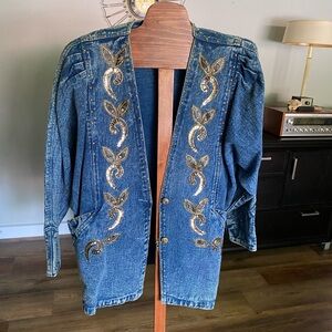 Vintage Acid Washed Embroidered Denim Jacket‎